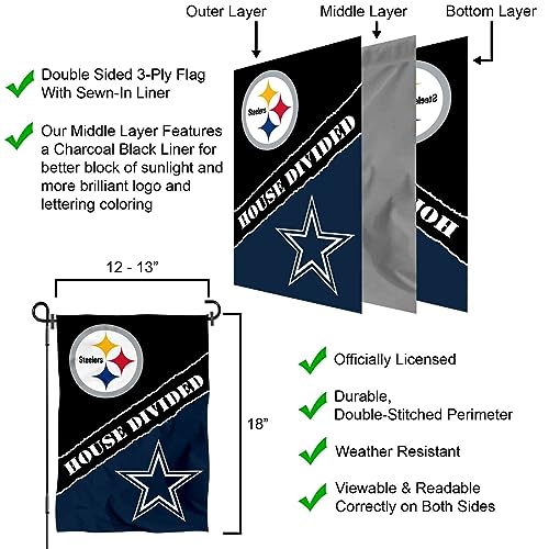 Wincraft 46130823 House Divided Steelers And Cowboys Double Sided Garden Flag thumb #4