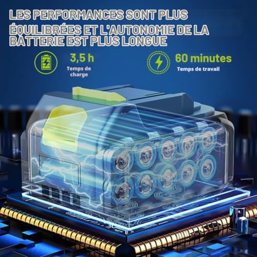 VOERJIA Élagueuse à Batterie 6" et 8", 750W Sans Balais, 2×4Ah – vue 7