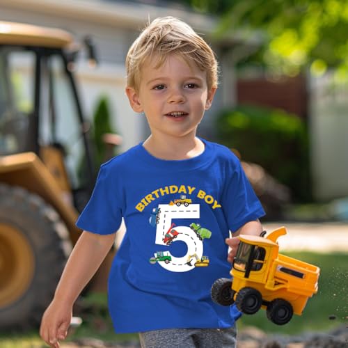 2-6 Years Birthday Boy Shirts Construction Excavator Cotton Short Sleeve T Shirt4