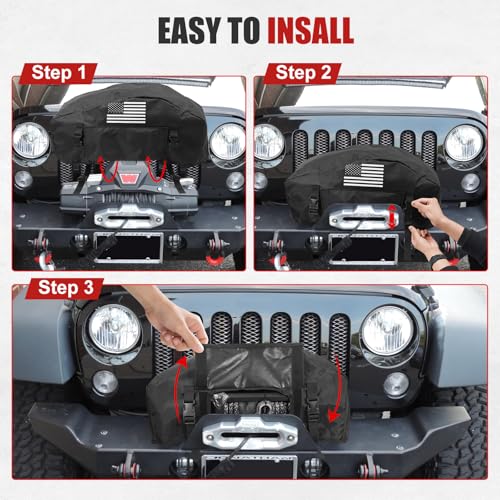 GEVINFA Winch Cover, 2026 Latest Flag Waterproof Dust-Proof Winch Protective Cover, Indoor & Outdoor Winch Accessories for 8000-13500 lbs Electric Winches With Adjustable UV Resistant Cover by Tewgug - Image 6