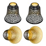 Ceiling Fan Replacement Globes, 4 Pack Chrysanthemum Pattern Fixture Replacement Globes Shades with 1-5/8' Fitter, ALUCSET 4.5' Height and 4-3/4' Diameter, Metal Cover for Pendant Lamp Wall Lamp
