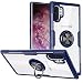 WATACHE Galaxy Note 10+ Plus/Pro/5G Case, Crystal Clear Carbon Fiber Design Armor Protective Case with 360 Degree Rotation Finger Ring Grip Holder Kickstand for Galaxy Note 10+/Plus,Blue