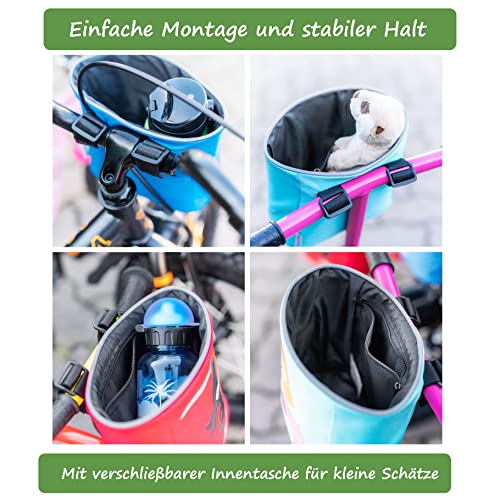 GRINSEZWERGE Kinder Lenkertasche | Laufrad Lenkertasche | Fahrrad Lenker Tasche | Fahrradkorb Fahrradtasche Laufradtasche Lenkerkorb | Dreirad Scooter Roller Tasche Zubehör Kinderfahrrad | Einhorn