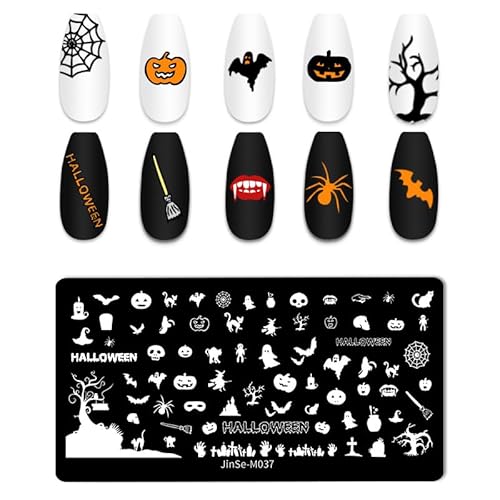 SILPECWEE 6 peças de Halloween Natal placa de estampagem de unhas de férias carimbo de unhas abóbora