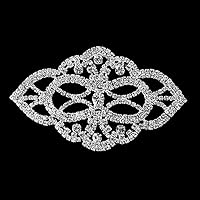 Weddecor B136 Toppa Con Strass Argento Da Cucire - Applique Cristallo 100x100 Mm Per Abiti Da Sposa E Accessori - 3