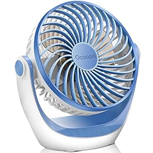 OCOOPA USB Fan, USB Desk Fan Table Fan with Strong Airflow & Quiet Operation, Portable Cooling Fan Speed Adjustable 360°Rotatable Head for Home Office Bedroom Table and Desktop