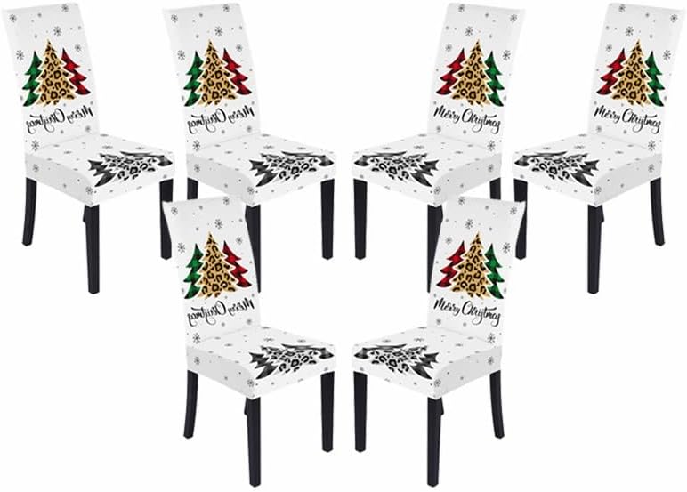 Juego de 6 fundas para sillas de comedor, fundas elásticas extraíbles y lavables para sillas Parsons de Navidad, protector de asiento decorativo