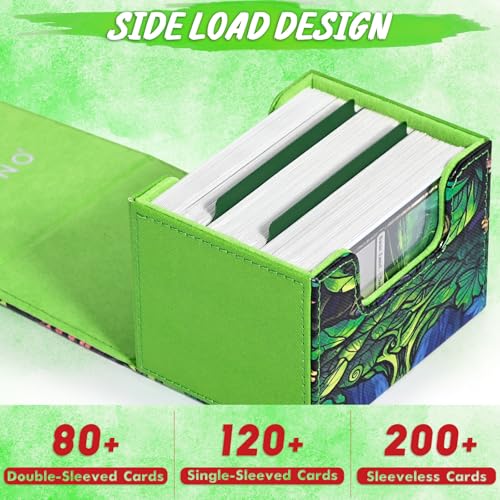 Uaono Card Deck Box For Mtg, Trading Card Storage Box Holds 120+ Sleeved Commander Deck, Pu Leather Card Box Suits Tcg Magic Cards With 2 Dividers thumb #1