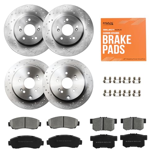 Image of MAX Advanced Brakes - Brake Kit For 2007-2011 Honda CR-V, 2012-2016 Honda CR-V (AWD)| Carbon Ceramic Brake and Rotor Kit Front and Rear| Daily Performance Cross-Drilled Brake Rotors