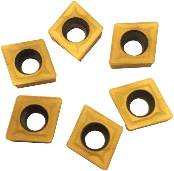 GBJ CCMT21.51/CCMT21.52/CCMT32.51/CCMT32.52./CCMT431/CCMT432 Carbide Inserts Turning inserts for Machining Stainless Steel, PVD/CVD Coating 10 Pcs per Box Boring Tools (CCMT21.51 Gold)