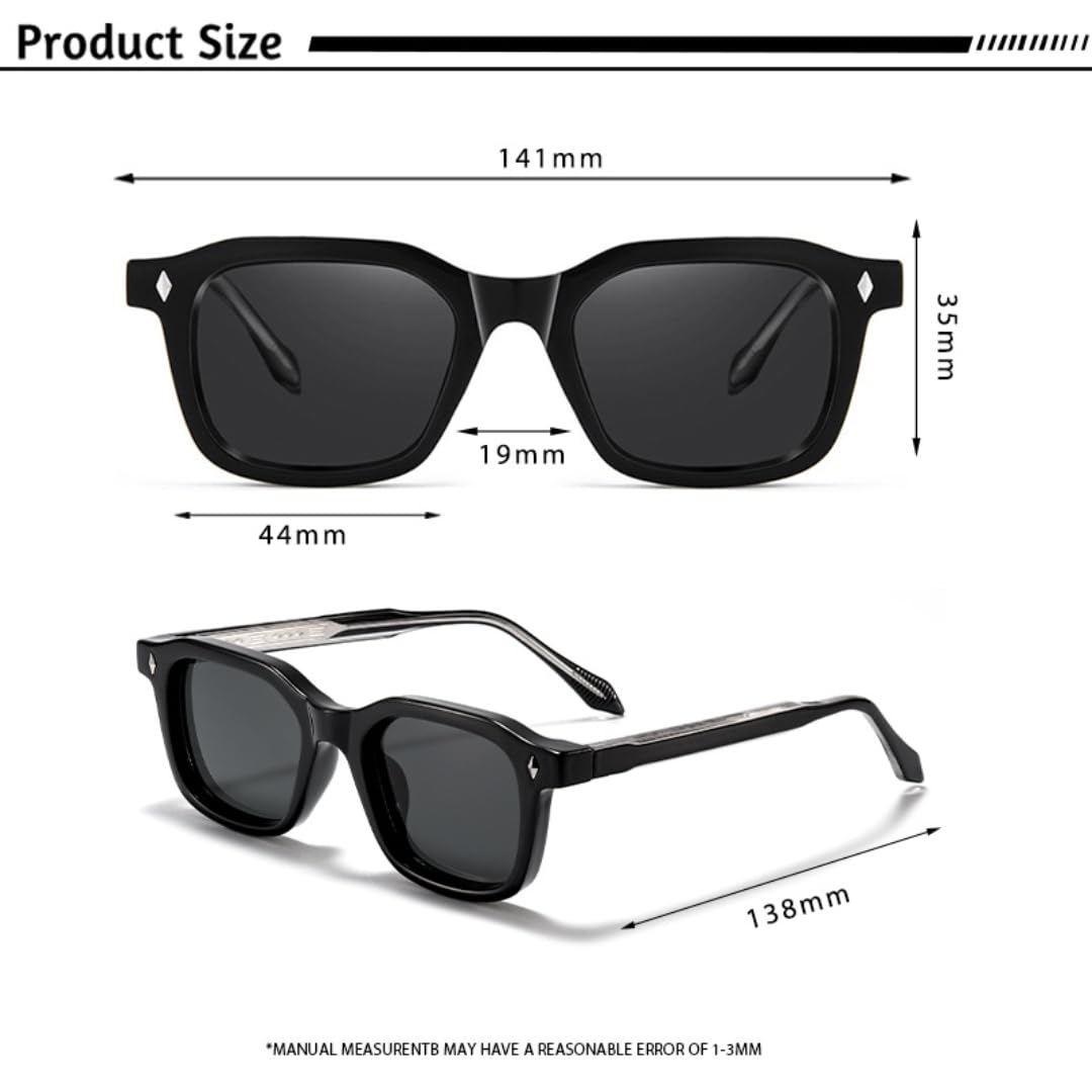Okulary przeciwsłoneczne męskie Klasyczne kwadratowe oprawki Okulary przeciwsłoneczne UV400 Punkowe końcówki zauszników Design Damskie do noszenia na co dzień Outdoor