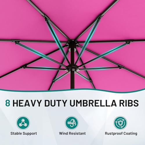 Image of AreShark 12 FT Patio Umbrella for Outdoor, Outdoor Table Umbrella with Crank, Outdoor Patio Umbrellas with 8 Sturdy Ribs, Patio Umbrellas for Market, Garden, Pool (Rose Pink)