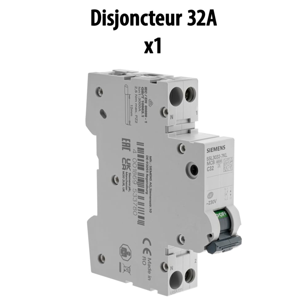 SIEMENS - Lot De 8 Disjoncteurs Modulaires Ph+N –2×10A, 3×16A, 2×20A, 1x32A