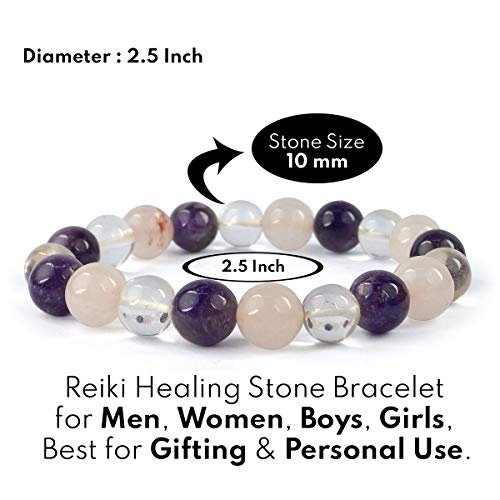 Image of Reiki Crystal Products Certified Natural Crystal Stone Round 10 mm Beads Bracelet for Men and Women | Reiki Charged Gemstone Jewellery Bracelet| Multiple Stone Variants Available