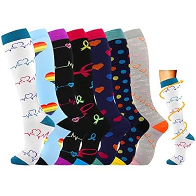 Losvcbcx 7 Pares de Calcetines de Compresión para Mujeres y Hombres de 15 a 20 mmHg son los Mejores Deportivos y Médicos Calcetines Para Correr volar viajar Enfermeras S/M Mix -1
