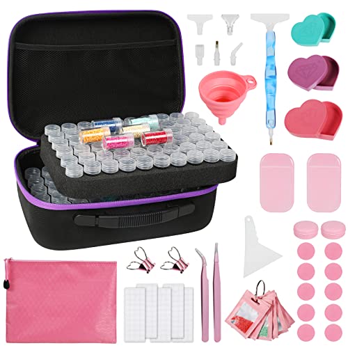 Image of Douorgan 120 Slots Diamond Painting Storage Containers Upgraded Accessories and Tools Pen Tray, Diamond Painting Tools Organizer, Shockproof Diamond Art Storage Case, Jewelry Beads Storage Box