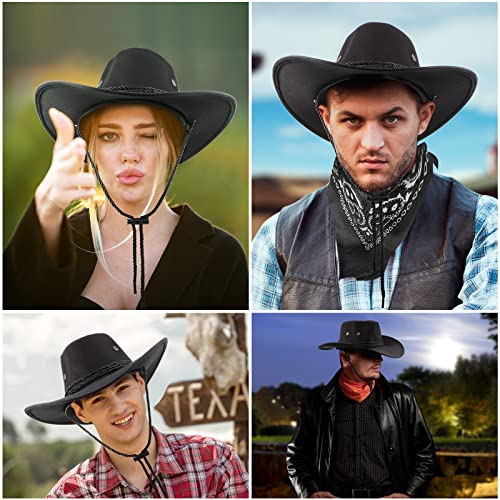 Image of Zhanmai 12 Pcs Cowboy Hat and Bandana Cowboy Cowgirl Hats Bulk Western Party Costume Halloween Accessory