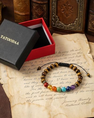 Image of 7 Chakra Bracelet for Men Women, Natural Healing Crystals for Anxiety Gift | 8mm Lava Rock Essential Oil Diffuser with Adjustable Cord, Spiritual Crystals Jewelry Yoga Gift, Energy Balancing, Unisex