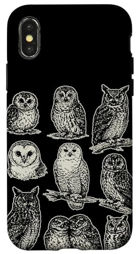 Owls Vintage Wildlife Illustration Owl Breeds �X�}�z�P�[�X iPhone X/XS �p