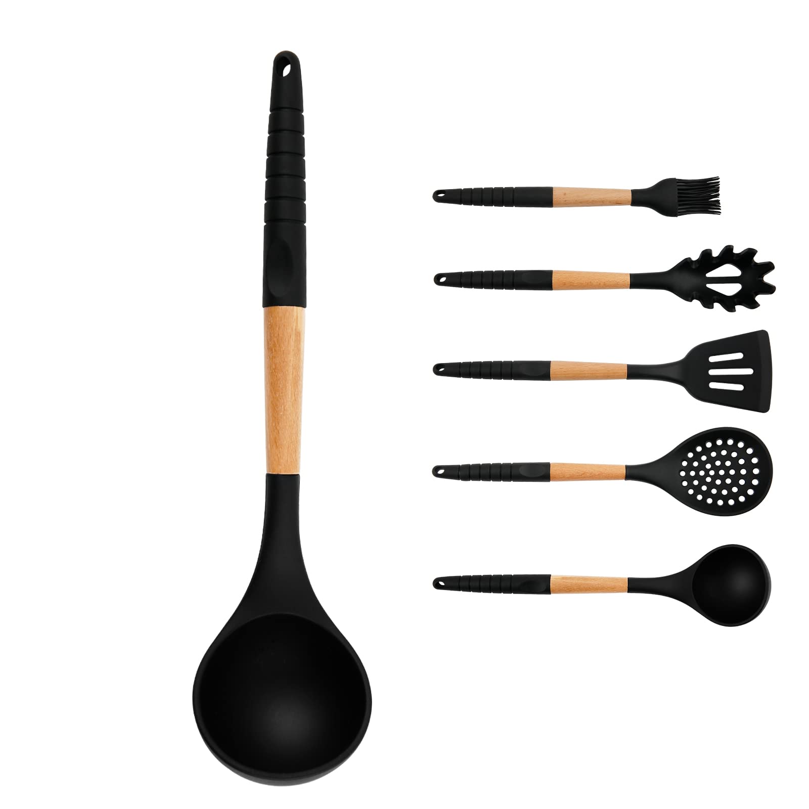 Soup Ladle Spoon, Large Silicone Scoop with Non Slip Handle, Stylish and Comfortable Soup Ladle for Kitchen (Silicone Scoop)