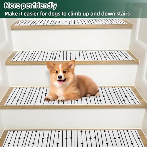 Tapis d'escalier antidérapants protection marches bois intérieur design pois - 6
