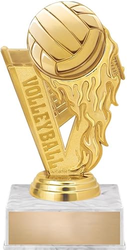 Crown Awards 6" Volleyball Fireball Trophy On White Base