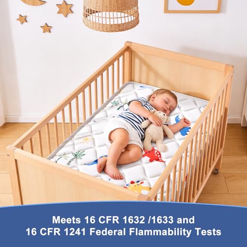 Image of Mini Crib Mattress 38 inch x 24 inch x 4 inch- Firm Support and Comfort Premium Foam,Noiseless and Odorless,Hypoallergenic Mini Crib Mattress,Fits Mini and Portable Cribs,Dual Sided with Soft Breathable Fabric
