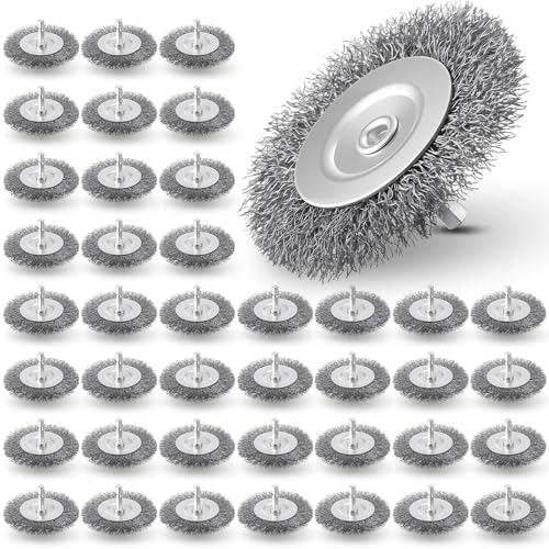 Image of Moxweyeni 40 Pcs 3 Inch Stainless Steel Wire Wheel Brushes for Drill Bits