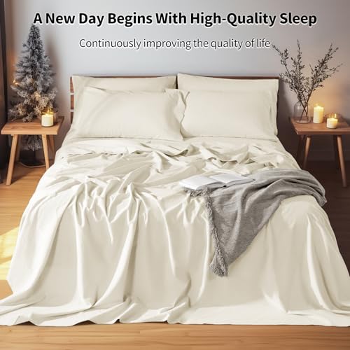 Image of LBRO2M 100% French Pure Linen Sheet Set 6Pcs, 16 inch Deep Pocket Full Size
