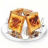 Camp Stove Toaster Outdoor, Foldable Stainless Steel Toaster for Camping, Holds 4 Bread Slices, Compact for Hiking and Picnic Rondauno