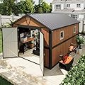 Canovire 10x12FT Outdoor Storage Shed, Metal Garden Shed with Lockable Doors and Windows, Large Tool Shed for Backyard, Patio and Lawn