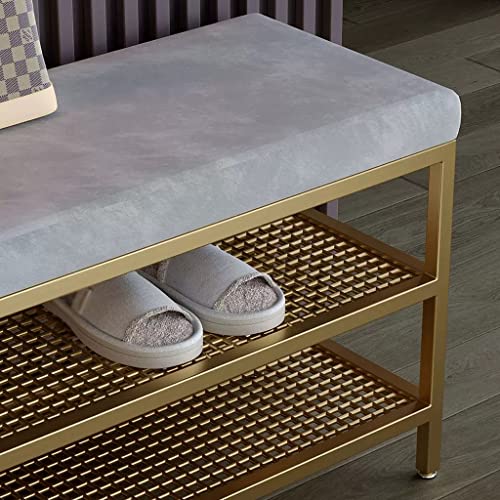 Banc à chaussures avec coussin doux et étagère de rangement pour entrée - 5
