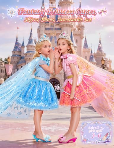 Vestido de princesa para niñas con zapatos y capa miniatura 2