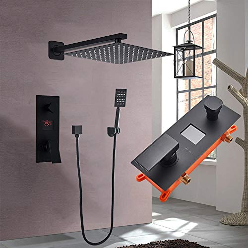 Système de douche effet pluie 10" noir mat pour une ambiance spa à la maison