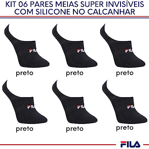 Kit 06 Pares Meia Sapatilha Invisível Borda de Silicone Interna Faixa Tensora Sola Atoalhada Adulto