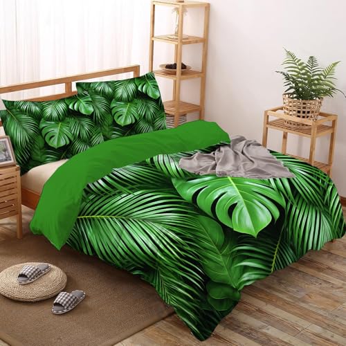 Housse de couette 200x200cm douce en motif feuilles de palmier pour un sommeil apaisé - 3