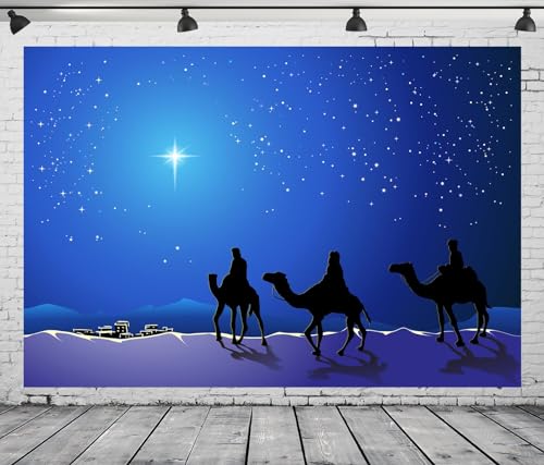 Fond scène de Nativité Nocturne pour illuminer vos séances photo de Noël en famille