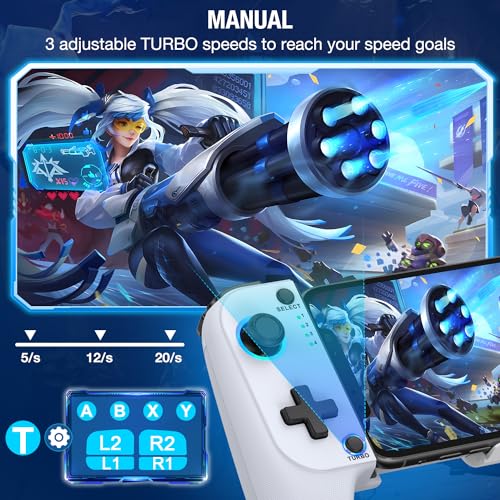 Mobile Controller for iPhone/Android Support Phone Case, RGB Light, Hall Effect Sticks, Handheld Gaming Phone Controller, Portable Bluetooth Controller for iPhone