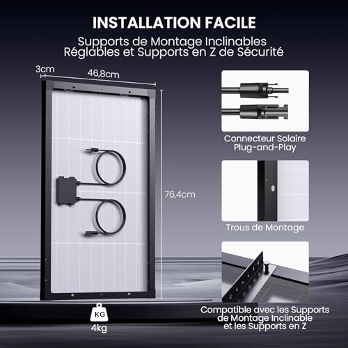 N-Type 16BB 55W Monokristalline Solarmodule, Callsun 55W Solarpanel, PV-Module,3.2mm Glas,Ideal für 12V Batterie,Wohnmobil, Balkonkraftwerk, Gartenhäuse, Boot,Camping (Halterung nicht enthalten)