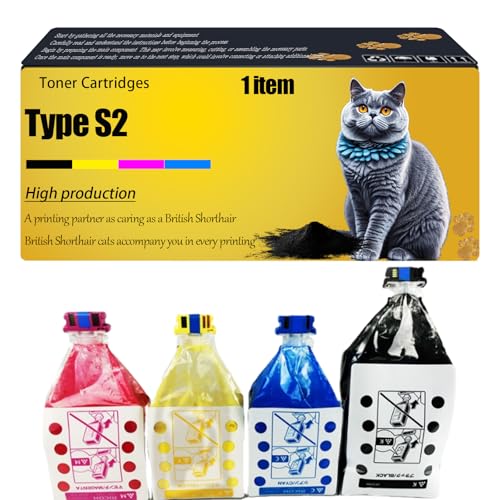 Type S2 Compatible for Ricoh Toner Cartridges 888372 888375 888387 888374 888386 888373 888385 DT60YLW Aficio 3260C 3260CMF 5560C Printers, High Yield Alternatives Reliable Printing (Multicolor)