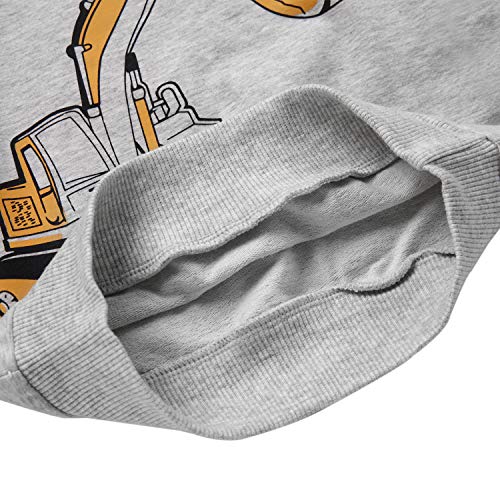 Akyzic Baby Boys Sweatshirts Excavator Long Sleeve Crew Pullover Digger Shirts Toddler Kids Winter Warm Sweater Tops 6T /130 #TOP3