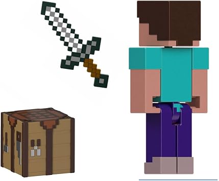 Mattel Minecraft Action Figure & Accessory 2-Pack with Steve 3.25-Inch Scale Collectible Toy Set