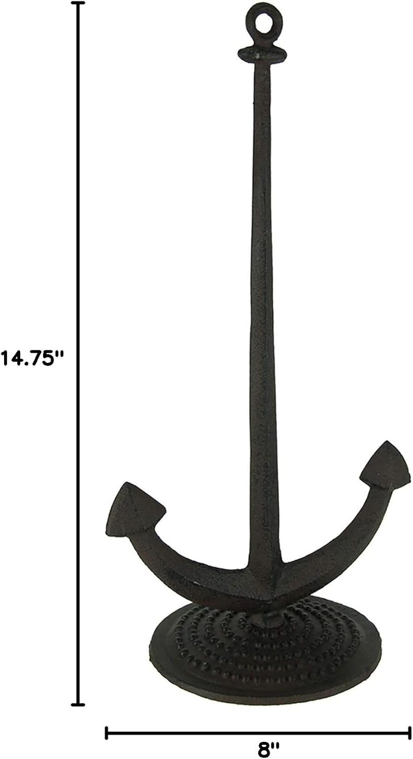 Rust Brown Cast Iron Nautical Ship Anchor Paper Towel Holder