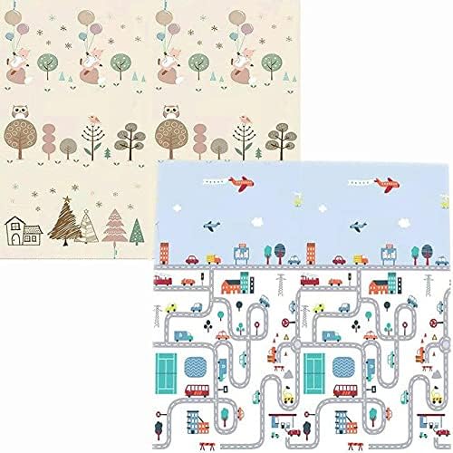 Image of Dixz Reversible Baby Play Mat - Extra Large Foldable Foam Crawling & Learning Mat for Babies & Toddlers, Waterproof & BPA-Free Floor Play Gym, Soft Cushioned Surface for Tummy Time & Early Development (6.5x5 ft, 0.6cm Thickness)