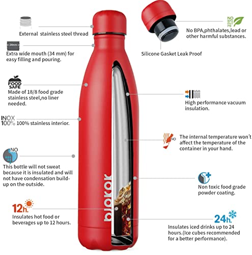 Image of BJPKPK 25 oz Insulated Water Bottle, Stainless Steel Flask, Leak Proof