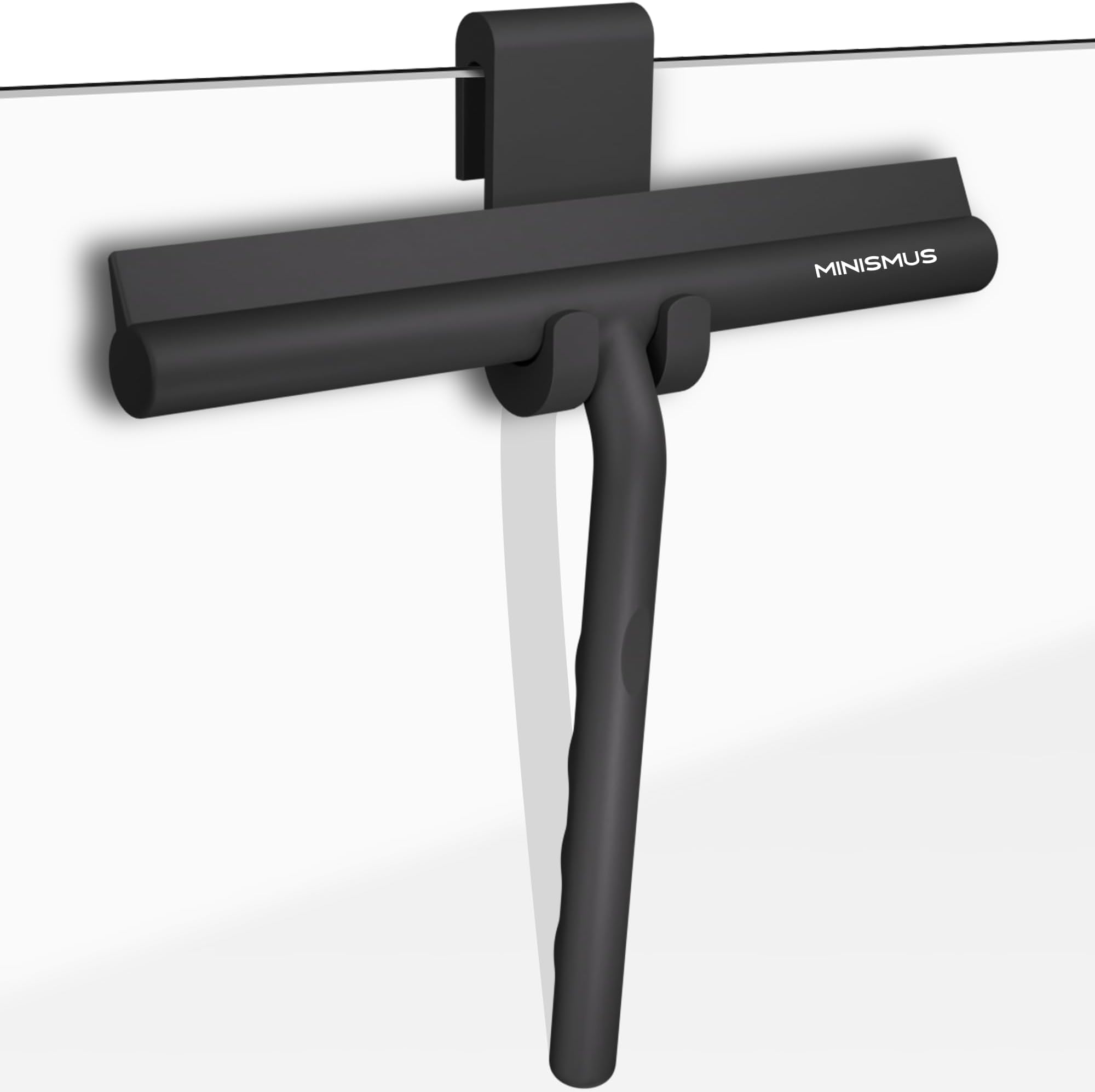 Shower Squeegee with Hook - Silicone Window Wiper - Shower Squeegee for Glass Doors - Glass Squeegee Bathroom Shower - Window Squeege (8.25 Inches, Black)