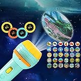 Flashlight Projector for Kids, Slide Projector Flashlight Light Toy Educational Learning Night Light Childhood Bedtime Cognition Fun Torch with Animal Pattern Interactive Toy (Green)