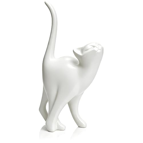 7 Inch Cat Statue Bookshelf Decor Aesthetic, Abstract Sculpture for