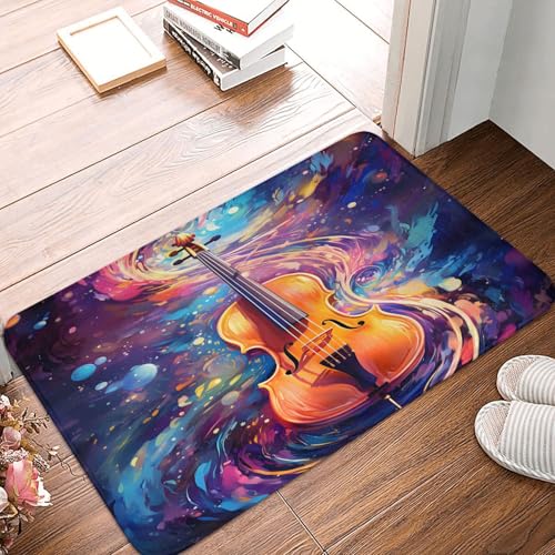 Alfombra de entrada para recámara con pintura de violín, antideslizante, para interiores, de...