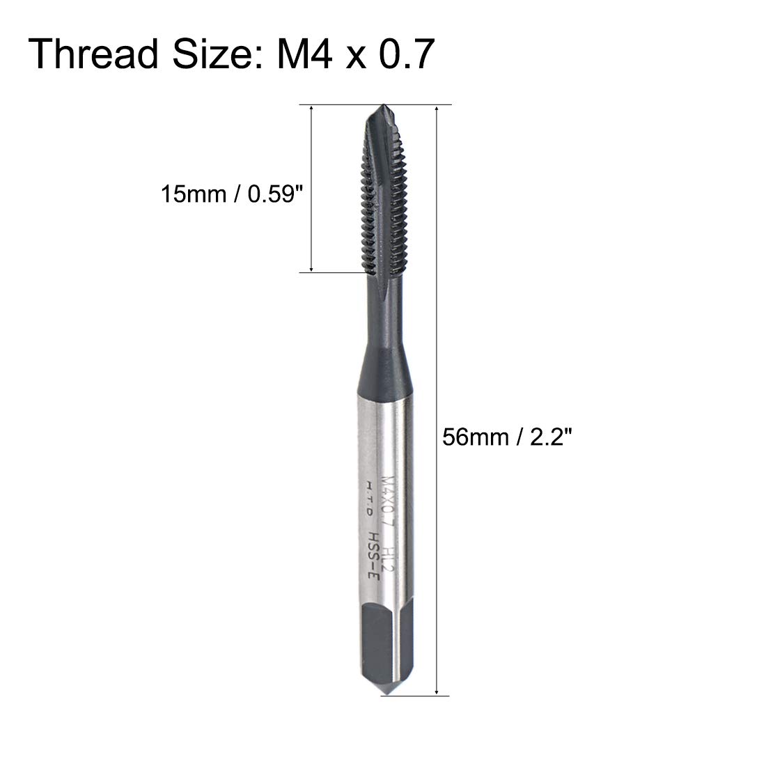 Taraud M4 X 0.7 Pointe Spirale Cobalt HSS-CO - Taraud Filetage Hélicoïdal Aceteel